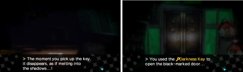 You need the lights on in order to pick up the Darkness Key and use it to unlock any doors that use it.