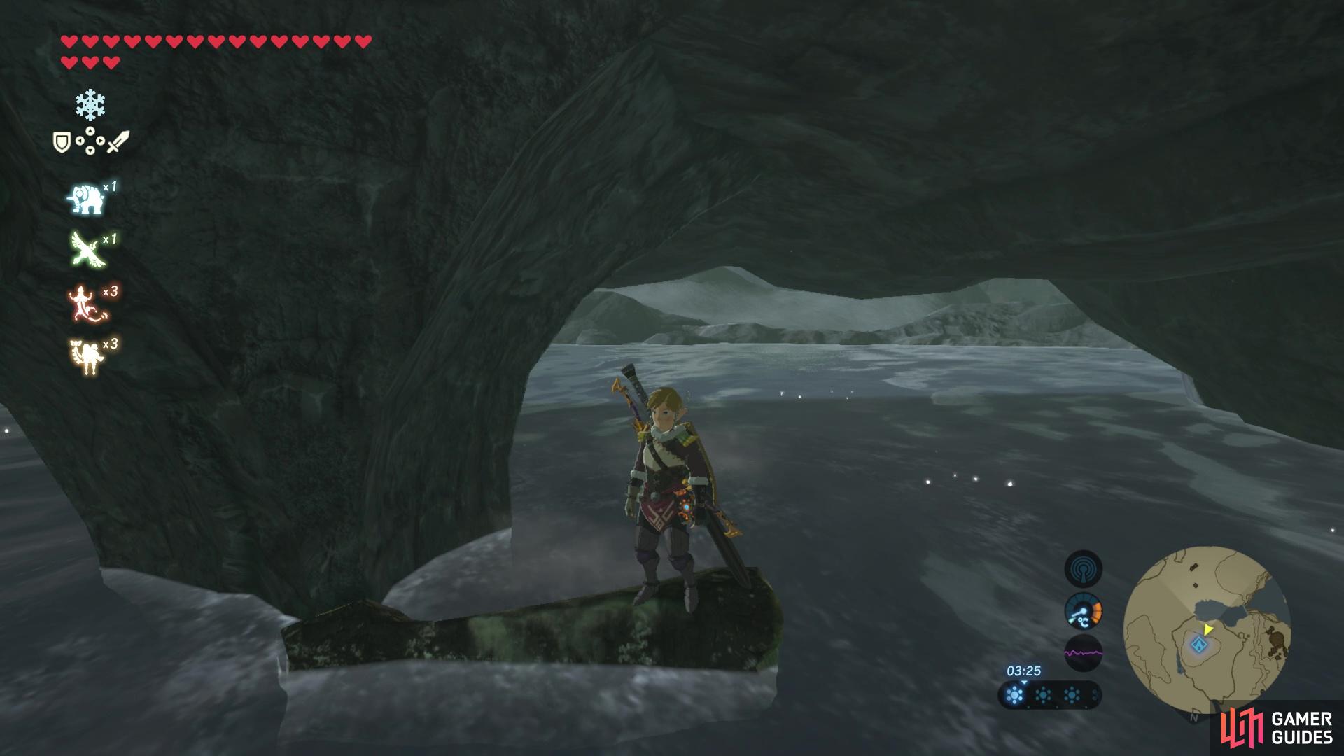 Use the logs or swim to the shrine. 