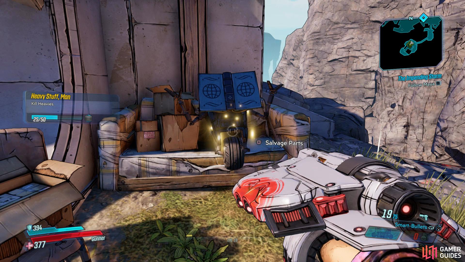 Defeat the Pyrotech Heavy and snag another Dead Claptrap after.