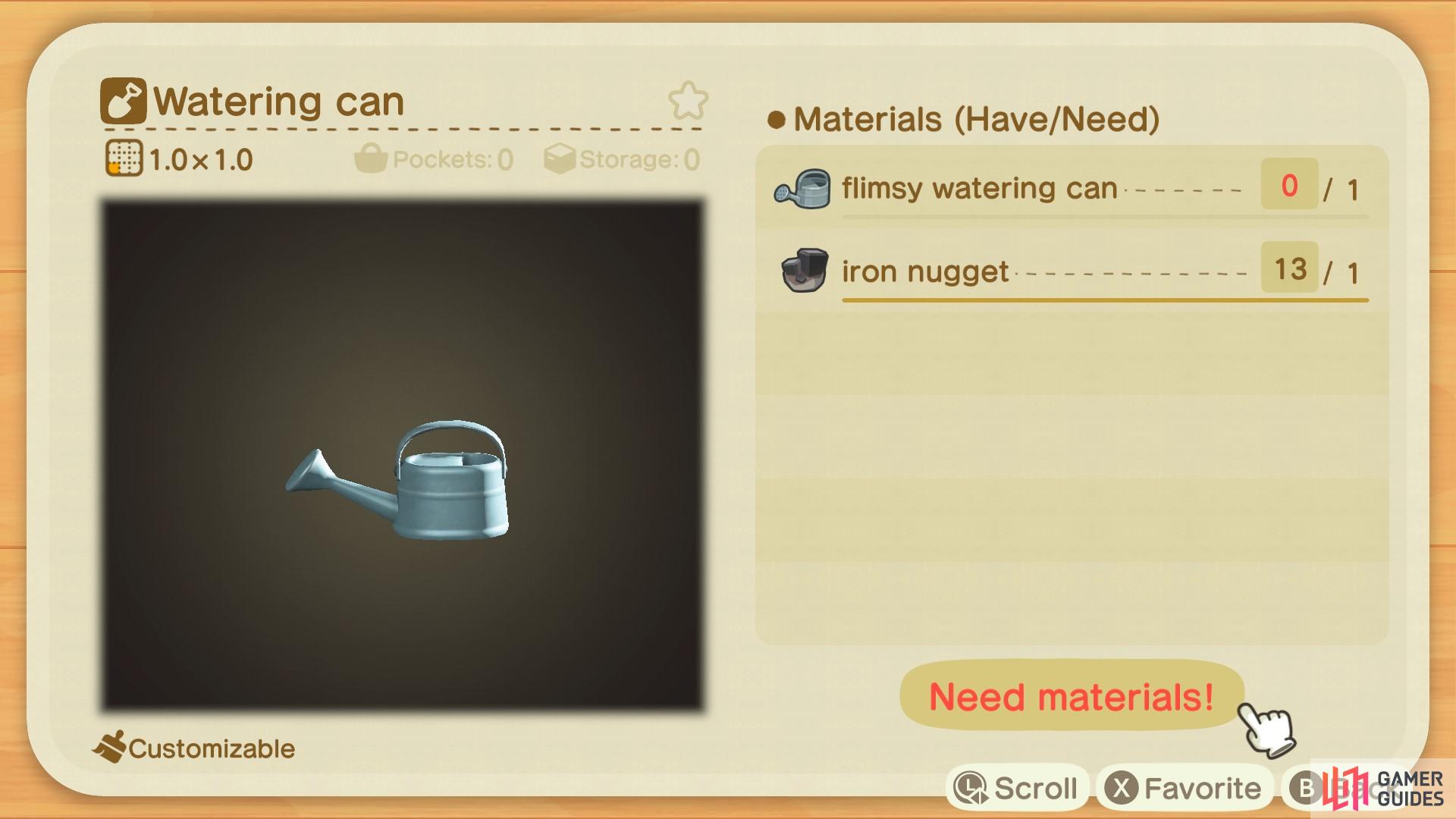 The Watering Can is used to water flowers to grow hybrids.