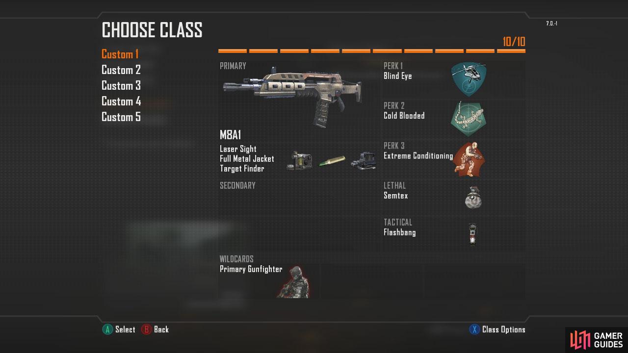 Primary Weapon > MA81  Primary Attachment > Laser Sight + (FMJ OR Extended Mag) + Target Finder  Secondary Weapon > None!  Secondary Attachment > None!  Lethal > Semtex OR Grenade  Tactical > Flashbang OR Smoke Grenade  Perk 1 > Blind Eye  Perk 2 > cold Blooded  Perk 3 > Extreme Conditioning  Wildcard > Primary Gunfighter   Note 1: The Assault Rifle listed is my favorite, but any one will do!  Note 2: This set up will give you a great assault rifle perfect for mid-long range engagements. The FMJ OR Extended Magattachments can be mixed up to either provide additional damage or ammo whilst the other attachments increase range and accuracy. The perks ensure you will be harder to detect and can sprint further without stopping.