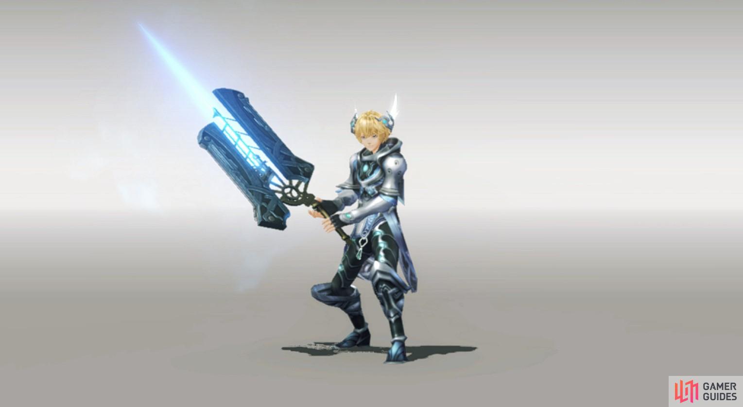 Here, Shulk wields the Monado Abyss.