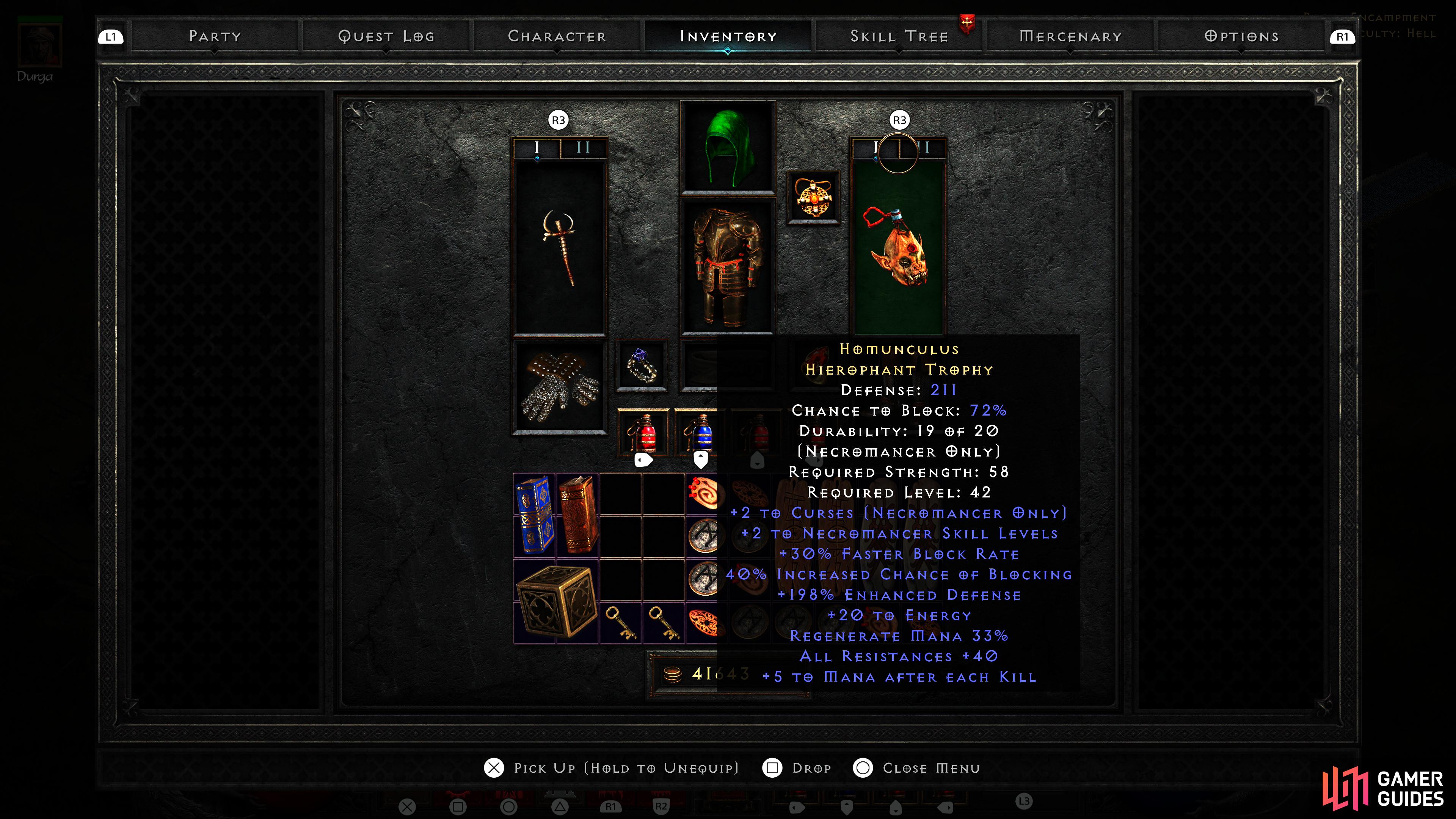 Homunculus’s hefty bonus to skills and resistances make it a staple for all Necromancers.