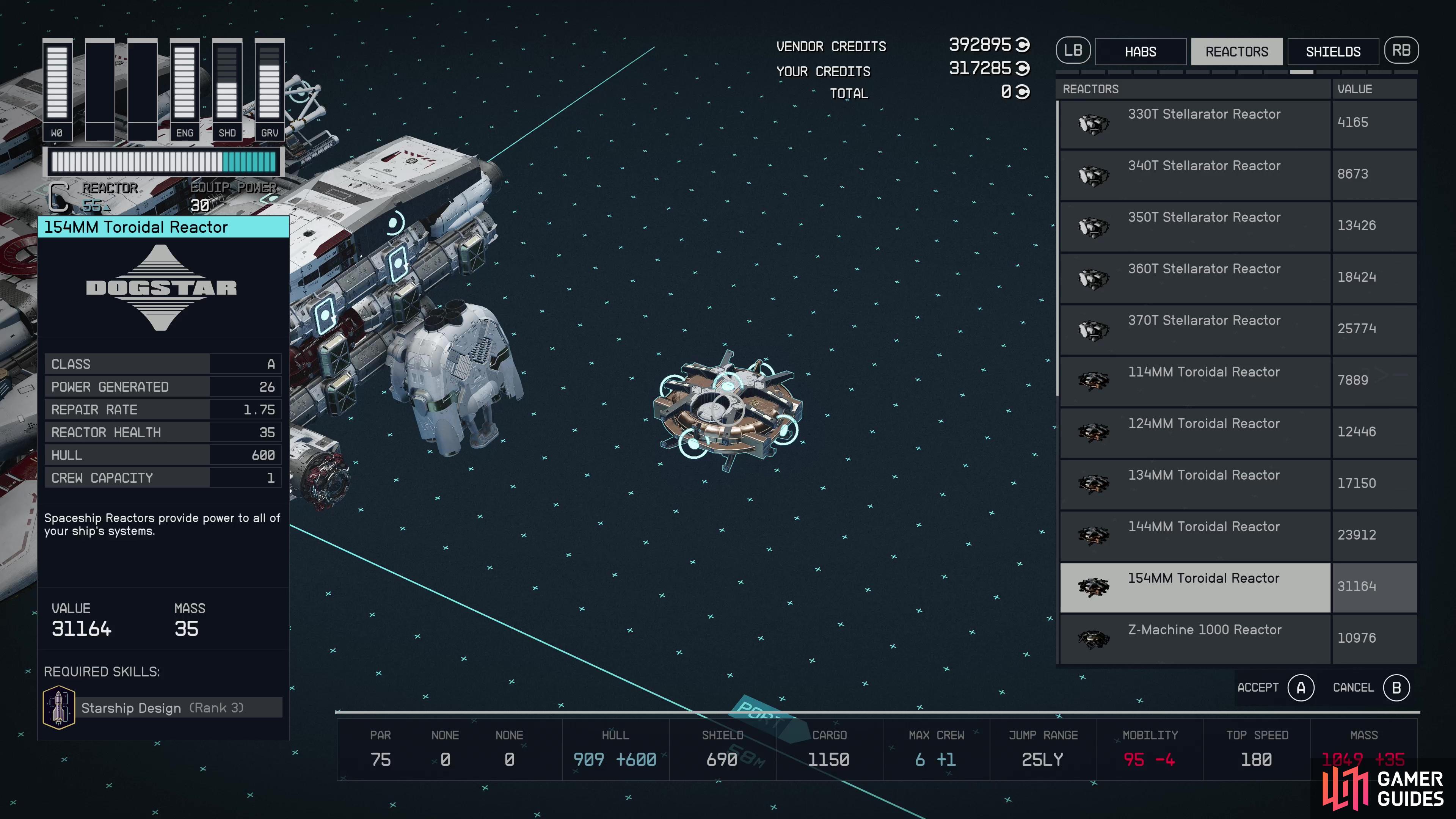 The 154 Toroidal Reactor is a middle of the road reactor that provides a linear upgrade path for ship builders who want to keep things simple.