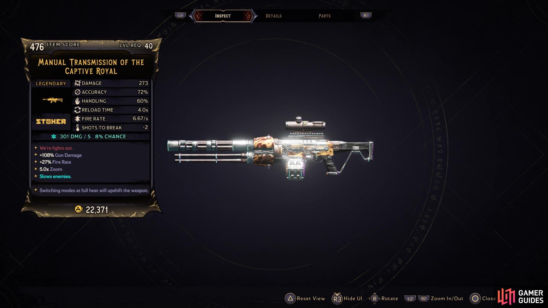 The Manual Transmission legendary assault rifle