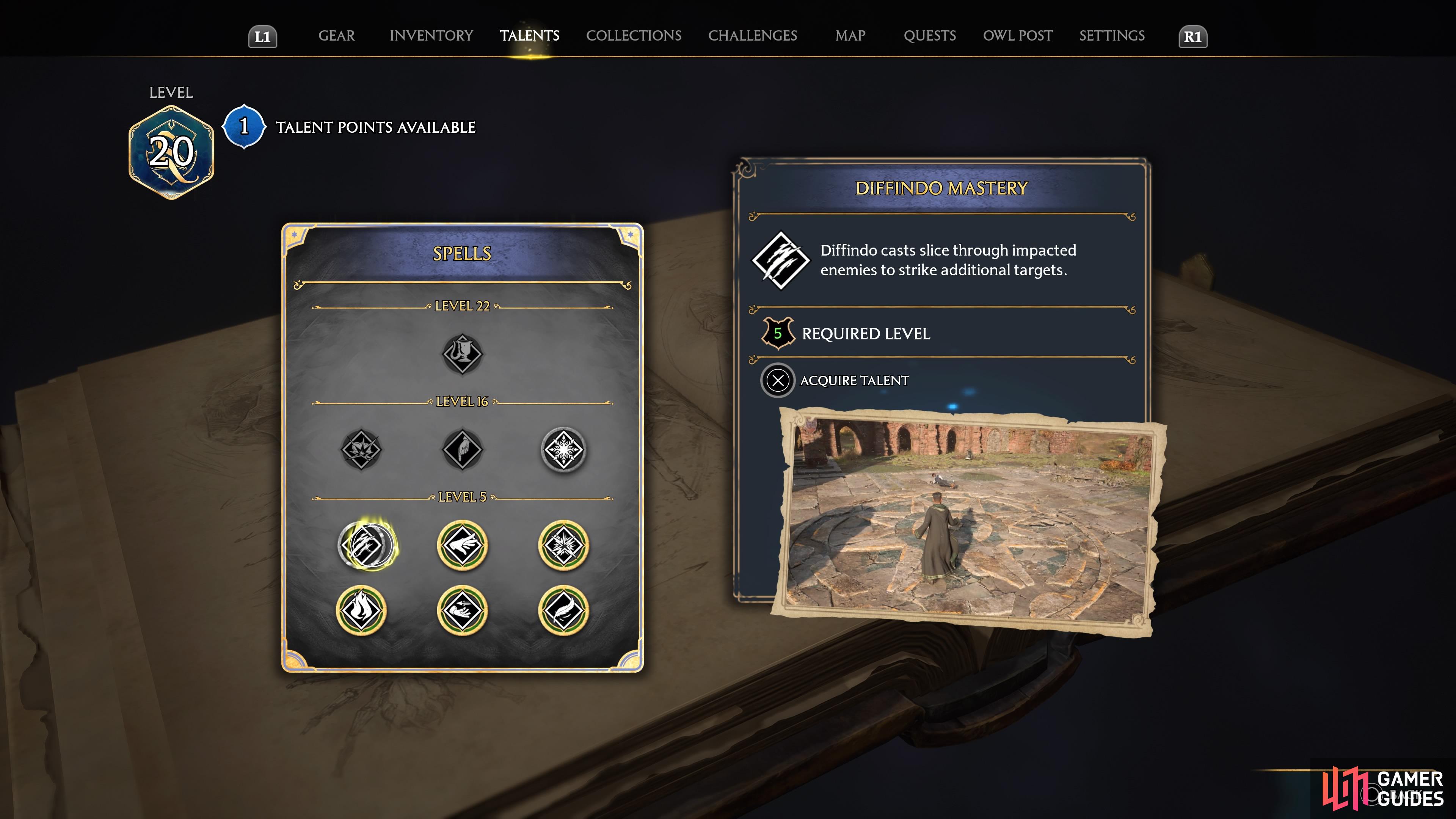 Diffindo Mastery description in Hogwarts Legacy