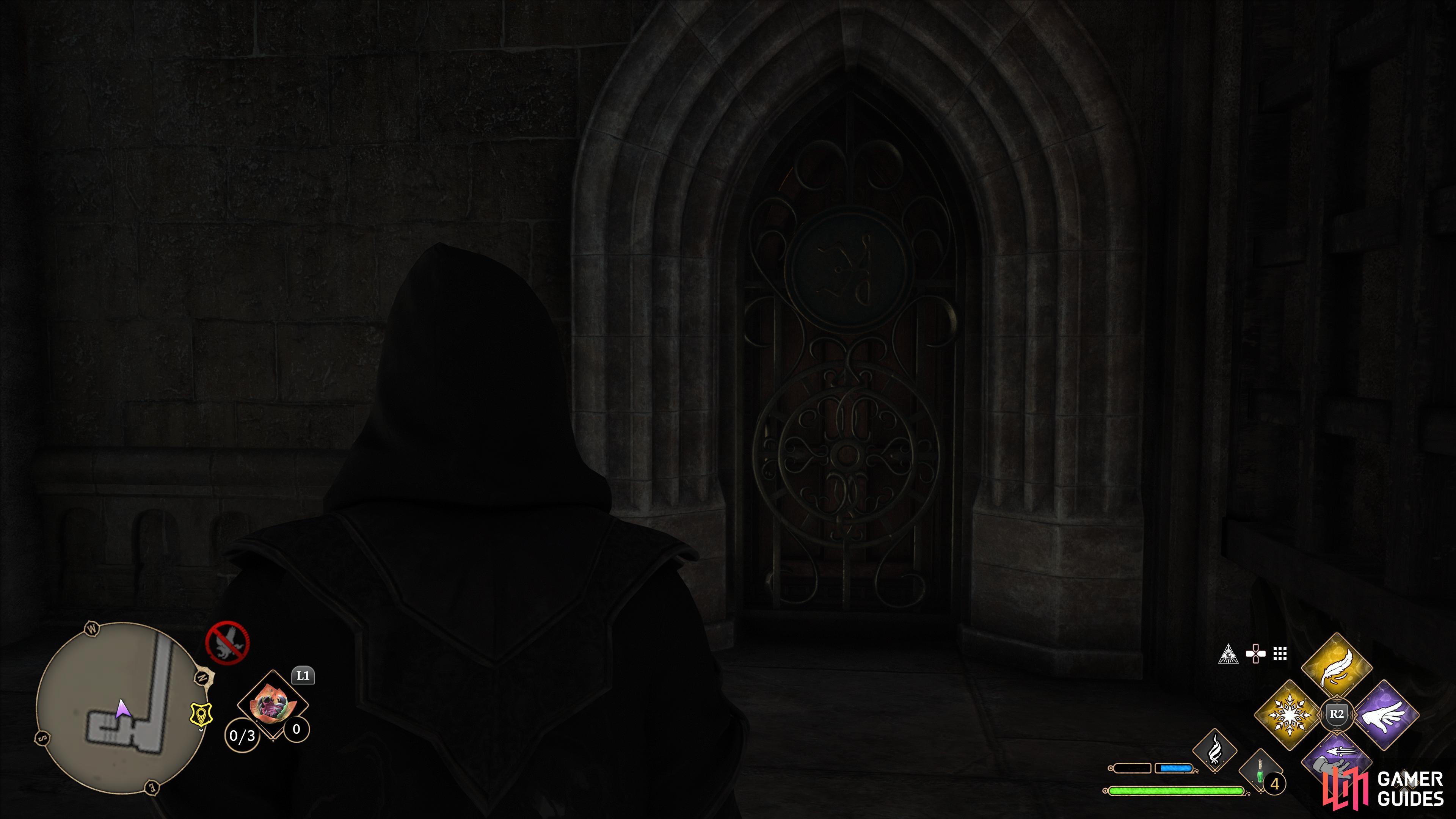 Locked scarab door in the Clock Tower Courtyard