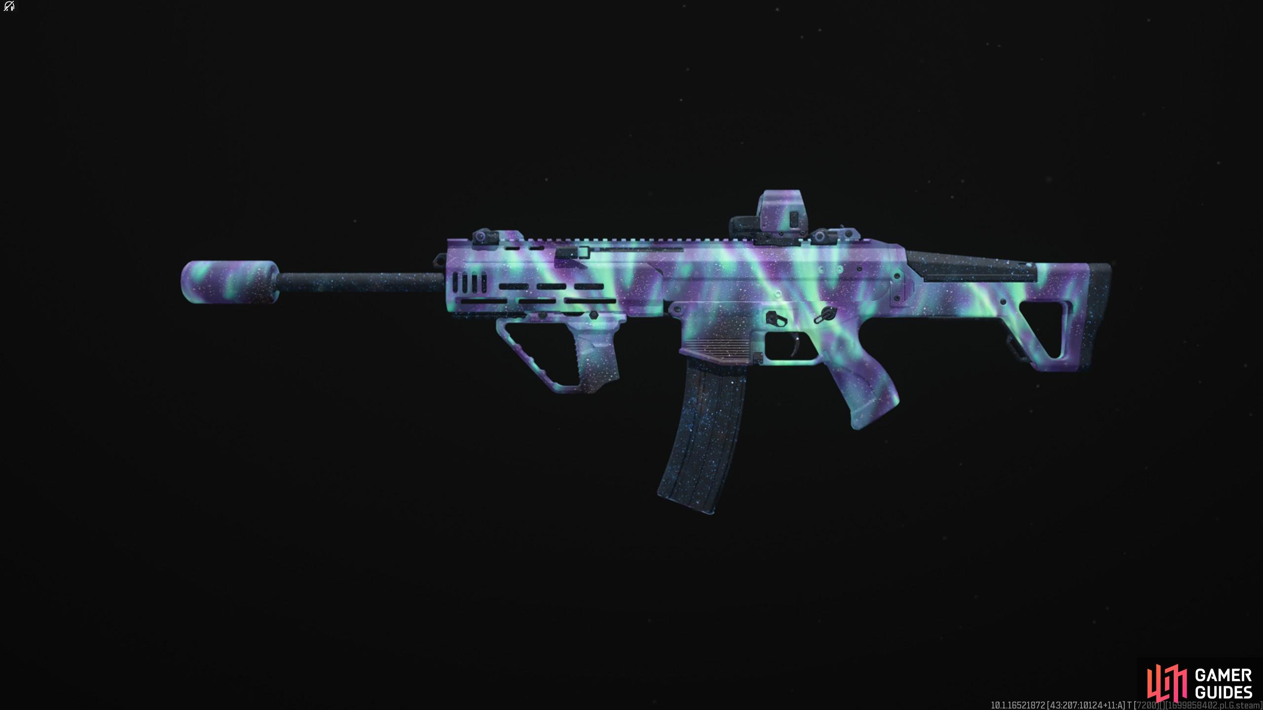 An example of the Borealis Camo on Assault Rifles in MW3.