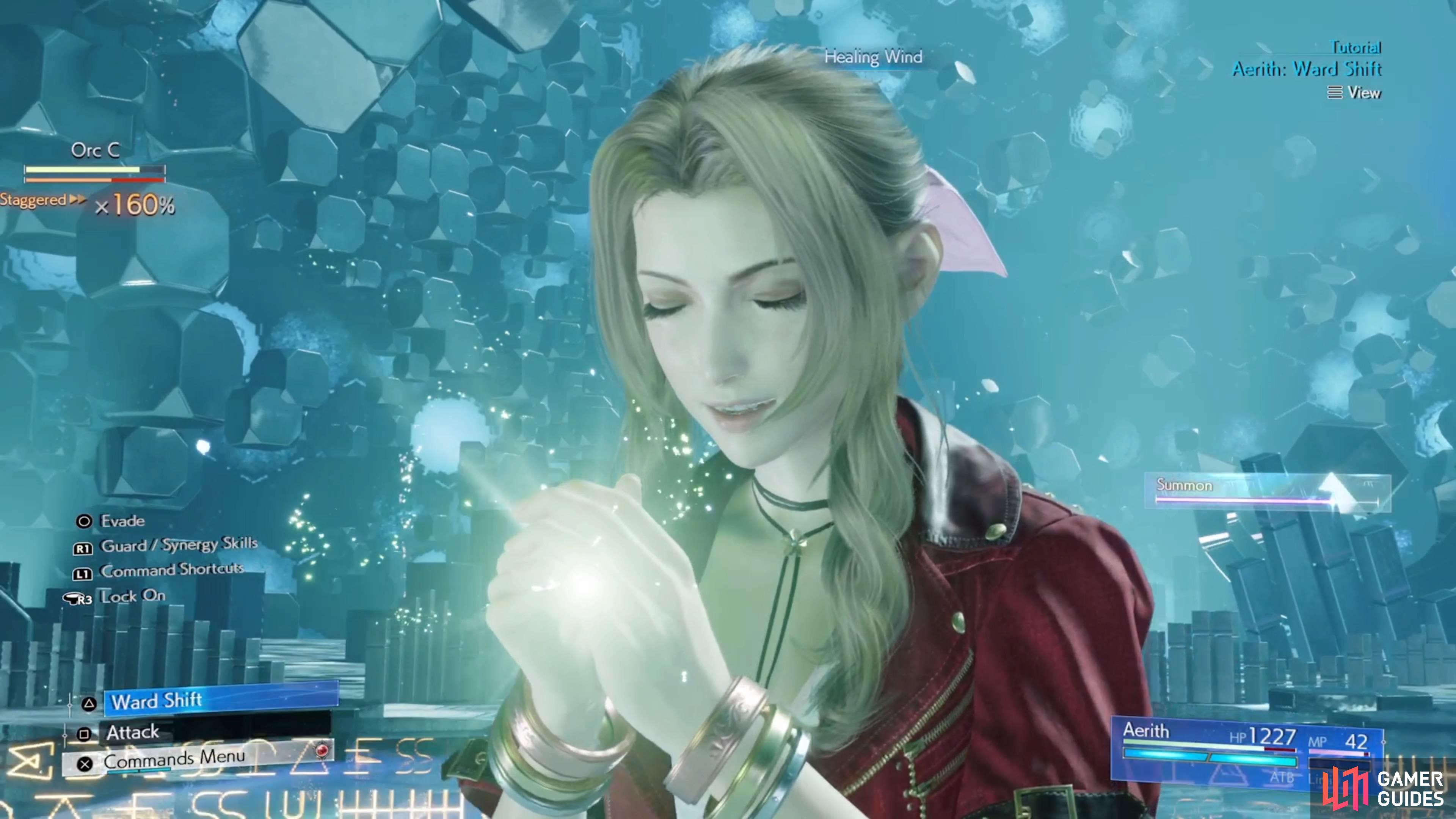 Aerith using her Healing Wind Limit Break.