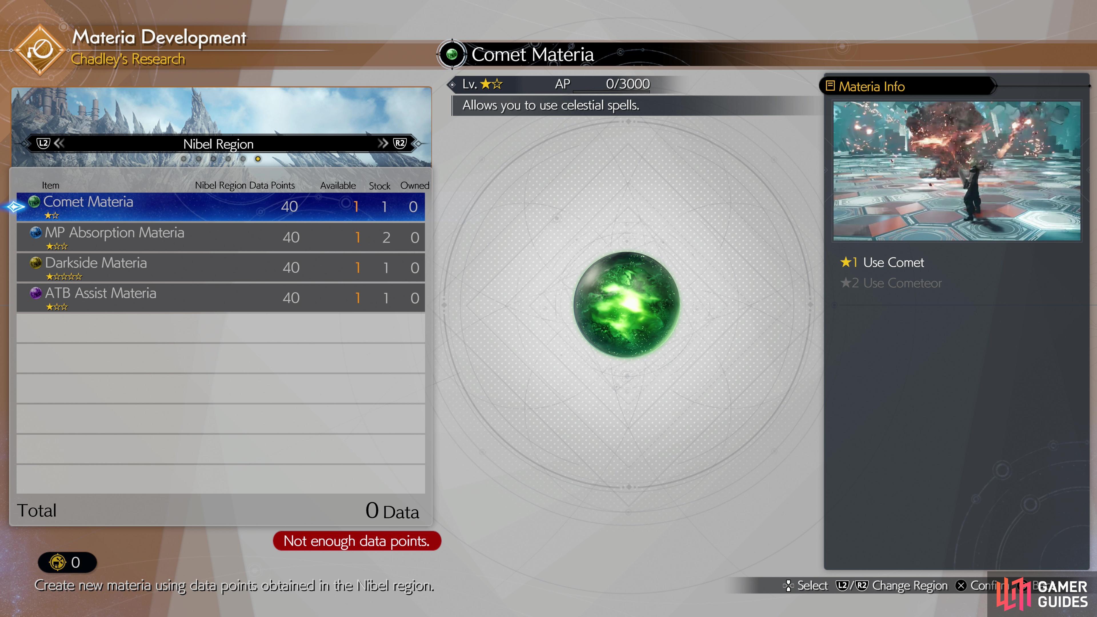 You can obtain an orb of Comet Materia by having Chadley develop it in Chapter 11.