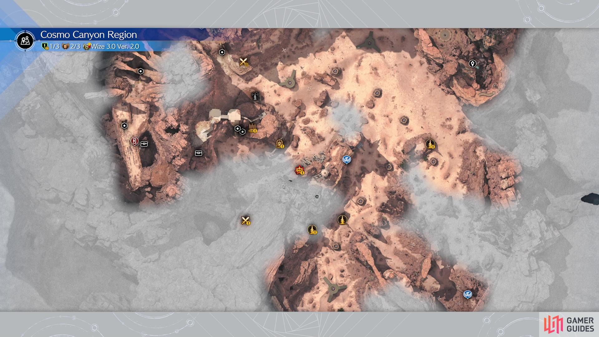 The location of the first Gears and Gambits stage on the map.