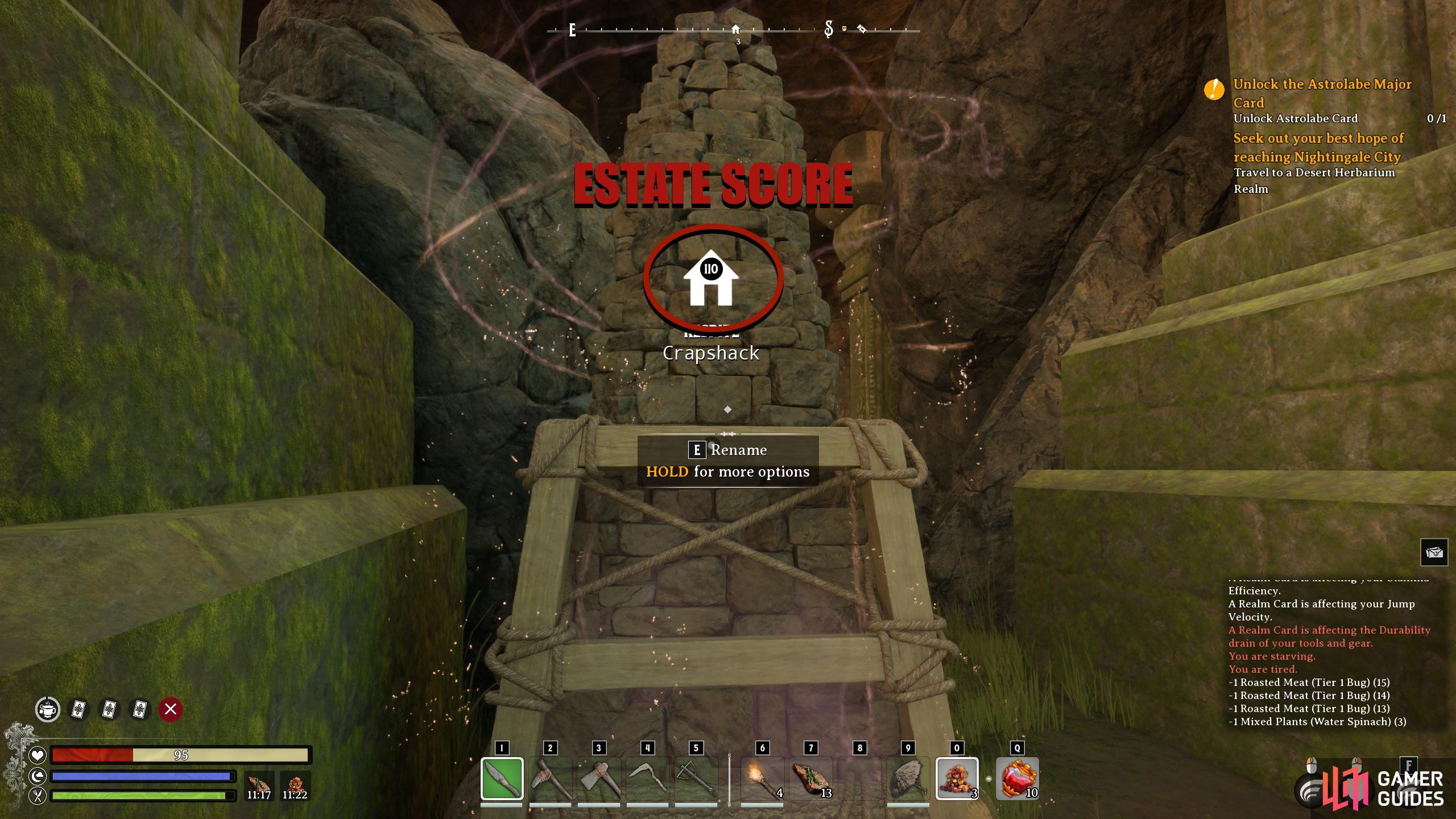 Your Estate Score can be found on your Cairn, inside the house icon.