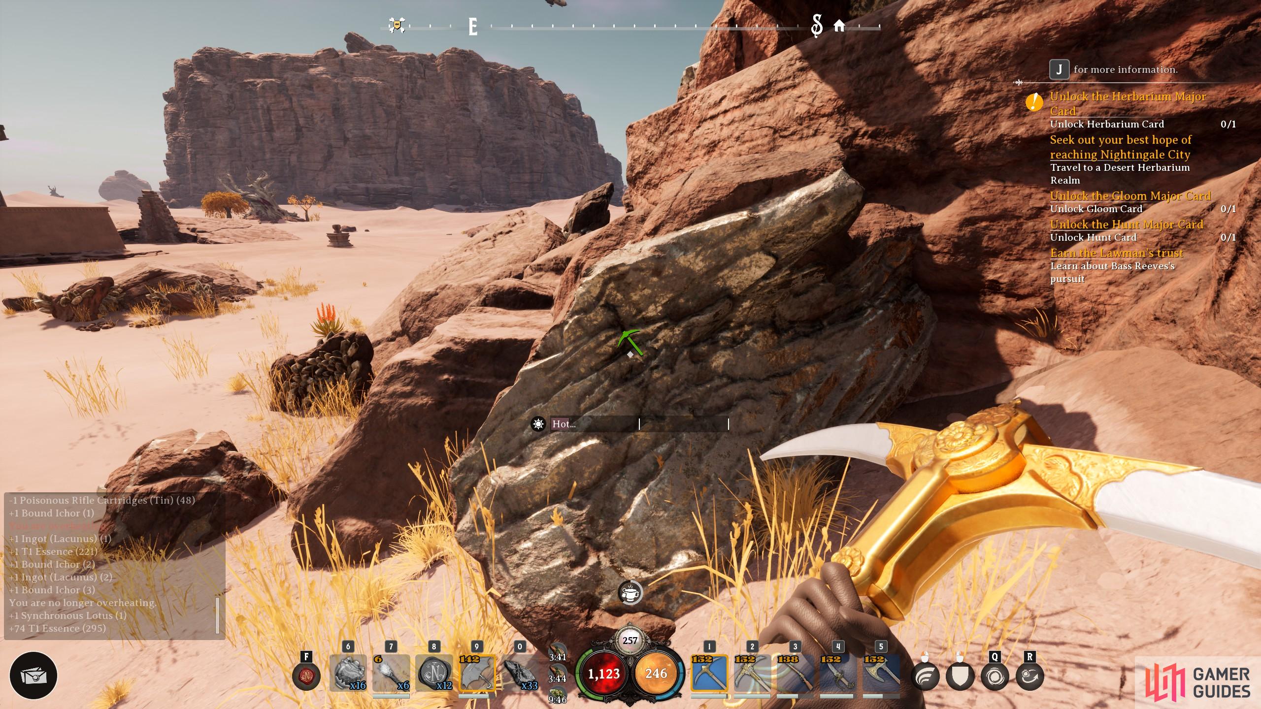 Players will need a mining pick to smash down unique rocks and boulders to get ore, which can later be used to smelt and create ingots in Nightingale.