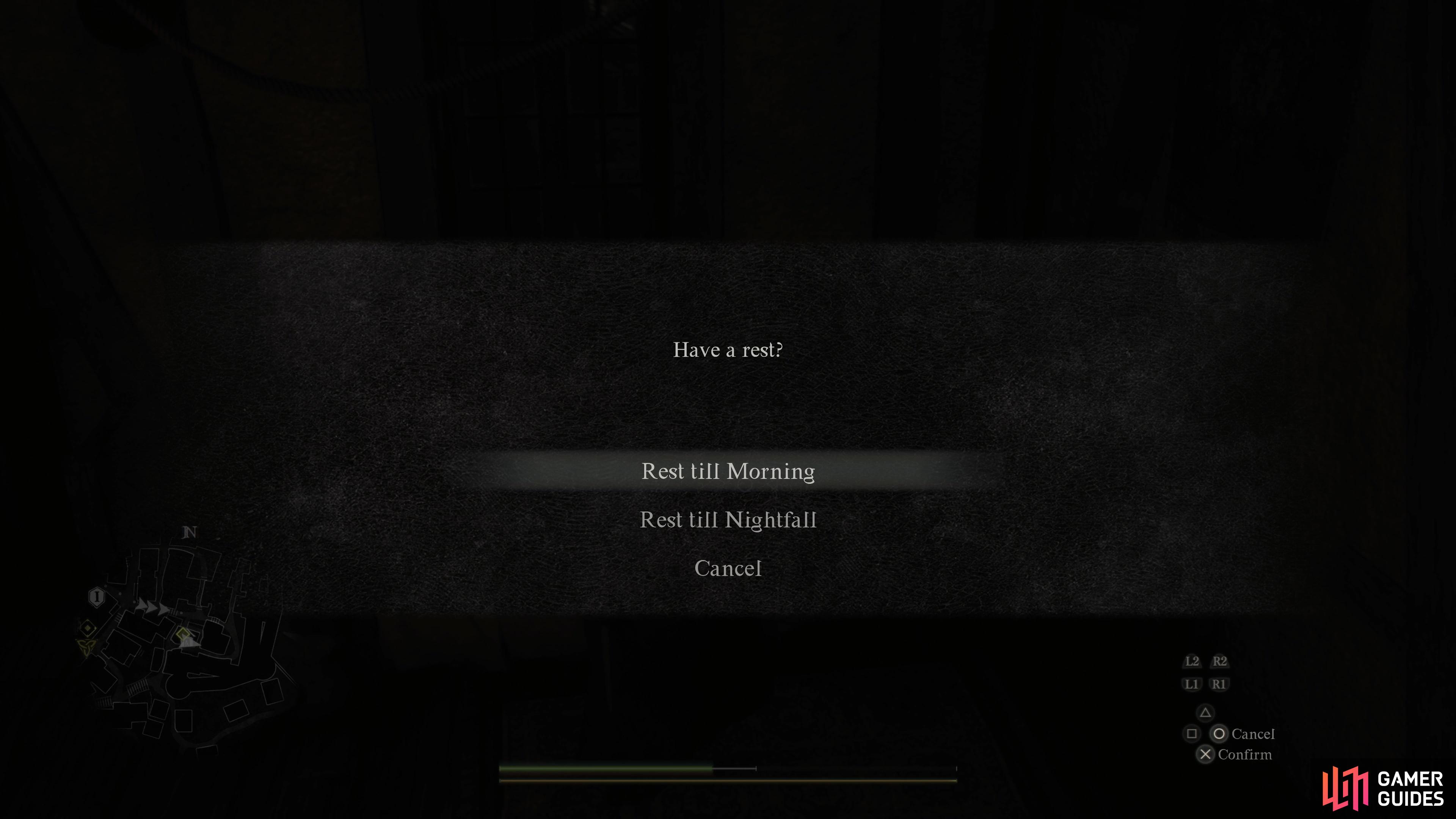 Resting will restore your Loss Gauge and create a checkpoint save, and you can use a little nappy-nap to change the time of day, but defeated enemies will respawn if you rest.