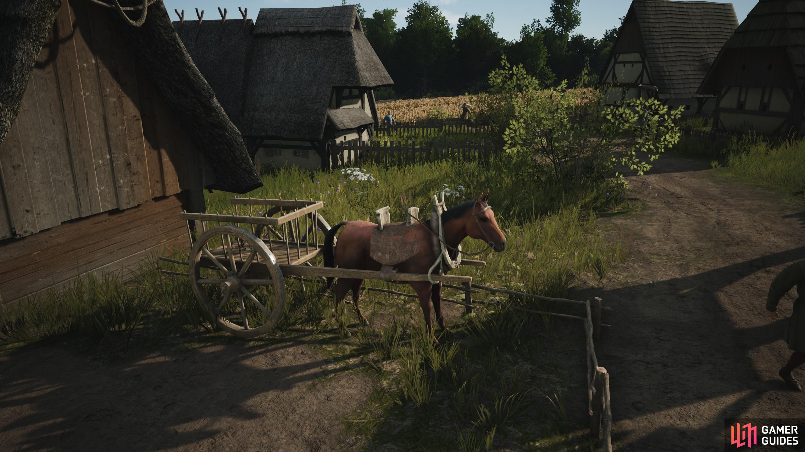 Horses are livestock in Manor Lords that help improve trading post efficiency.