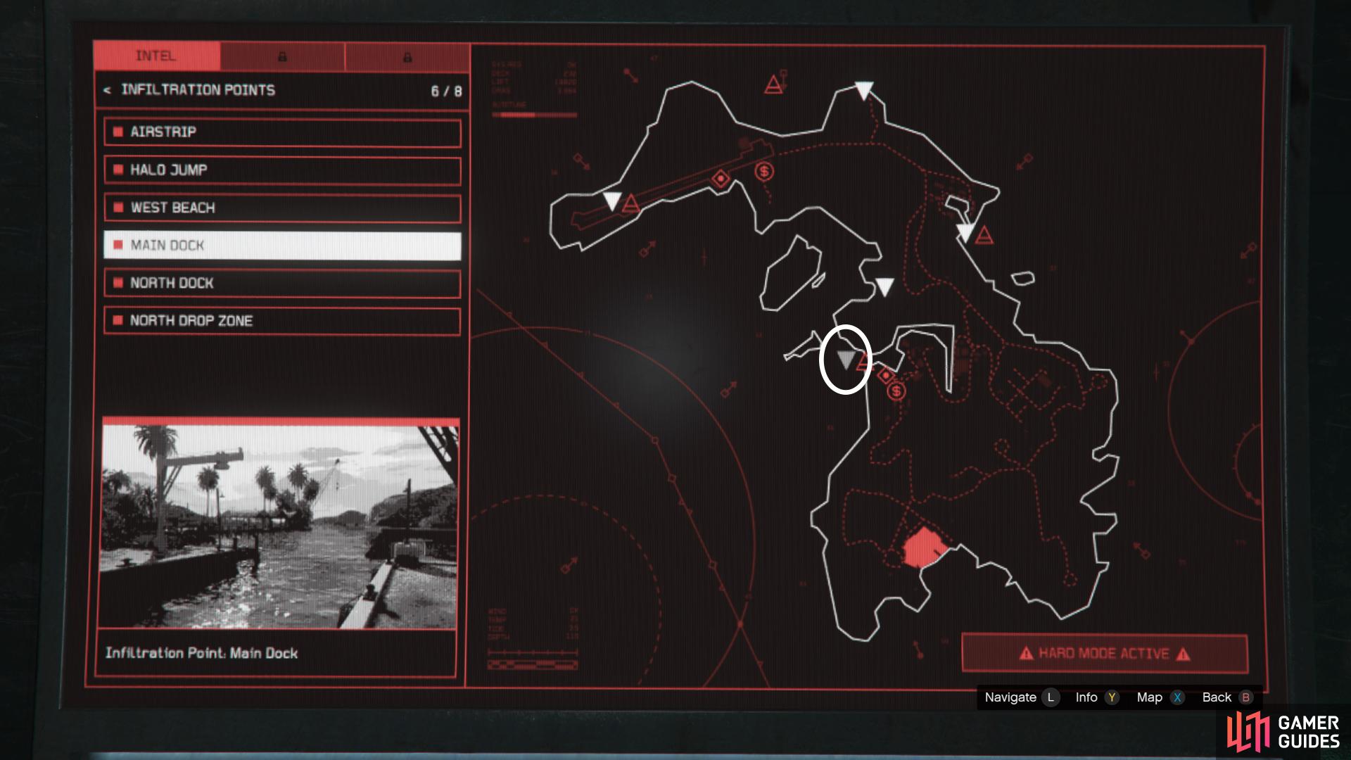 Main Dock Infiltration Point Location