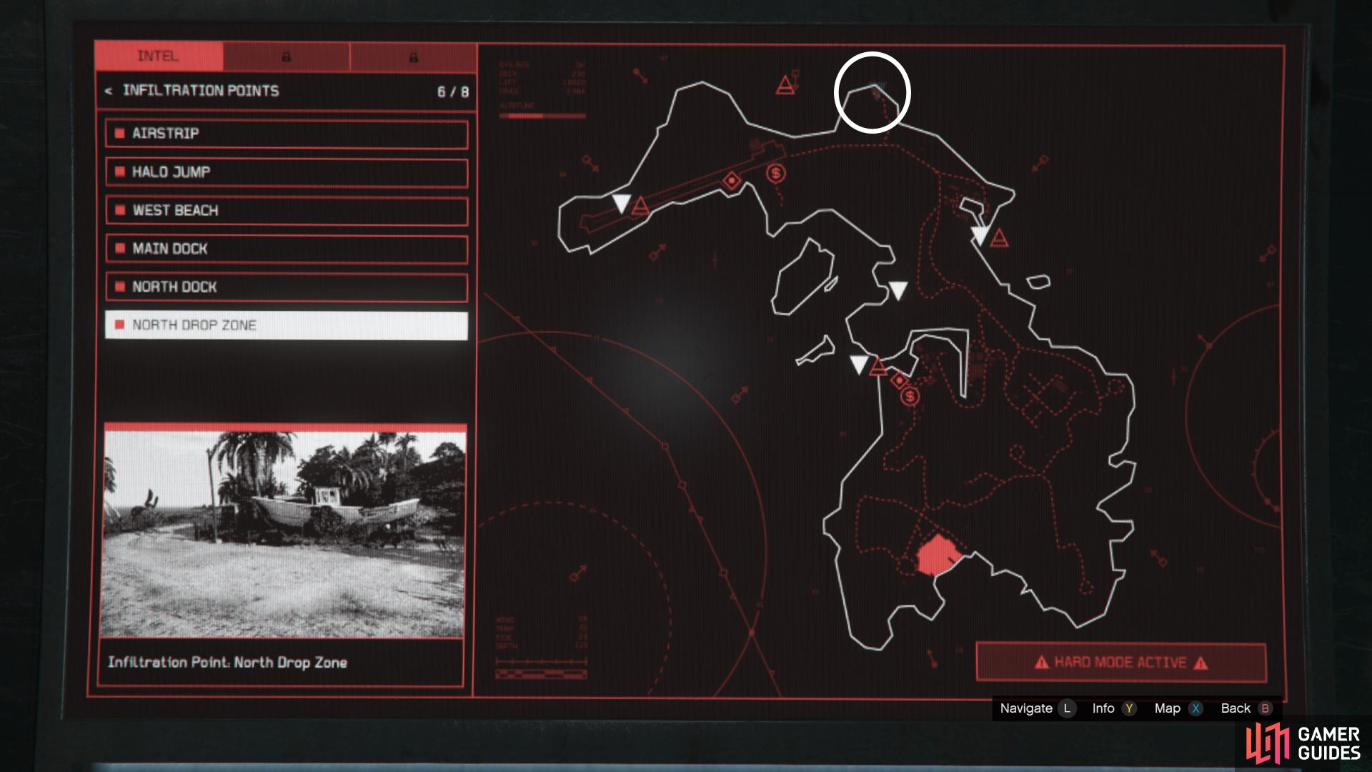 North Drop Zone Infiltration Point Location. 