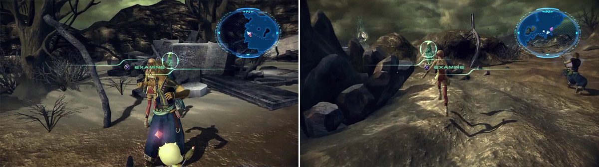 Location of Noel’s message (left). Location of Serah’s message (right).