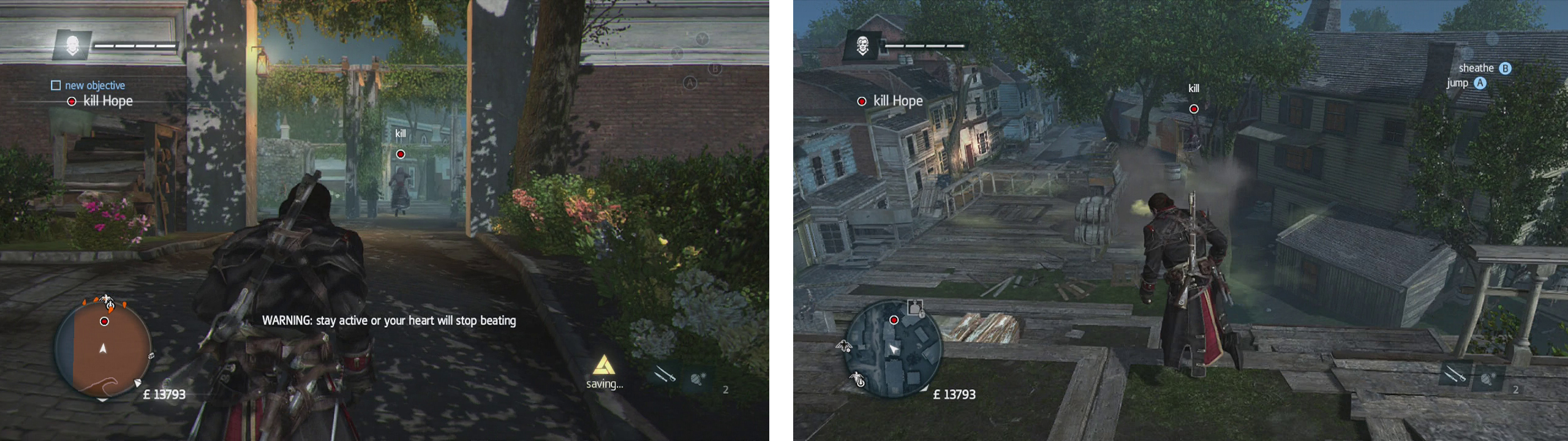 You’ll need to chase down and kill the target (left). Avoid the poison gas clouds as you go (right).