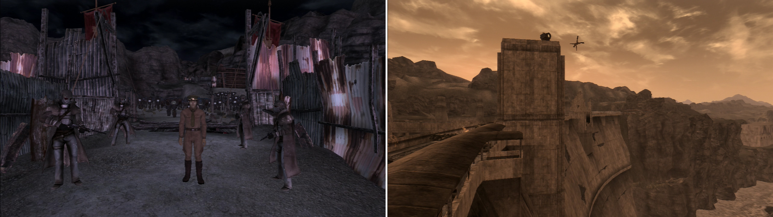 Once the Legion is dealt with, you’ll have to assert your soveriegnty at the expense of the NCR (left). Either use diplomacy, or give General Oliver a one-way trip off the top of the Hoover Dam (right).