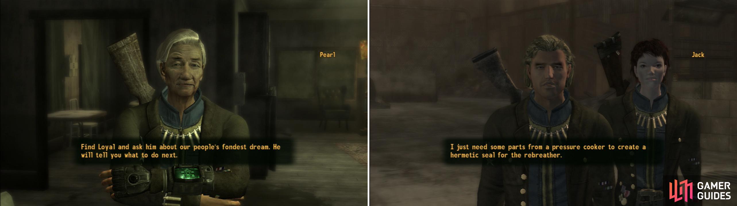 After earning the Boomer’s trust, talk to Mother Pearl to be entrusted with the Boomer’s greatest wish (left). Be sure to help Jack make you a Rebreather, which will come in handy in many, many circumstances (right).