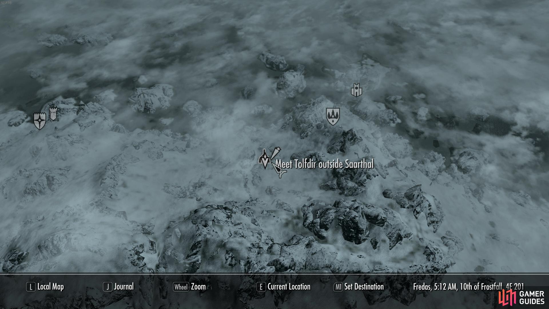 Saarthal is found southwest of Winterhold. 