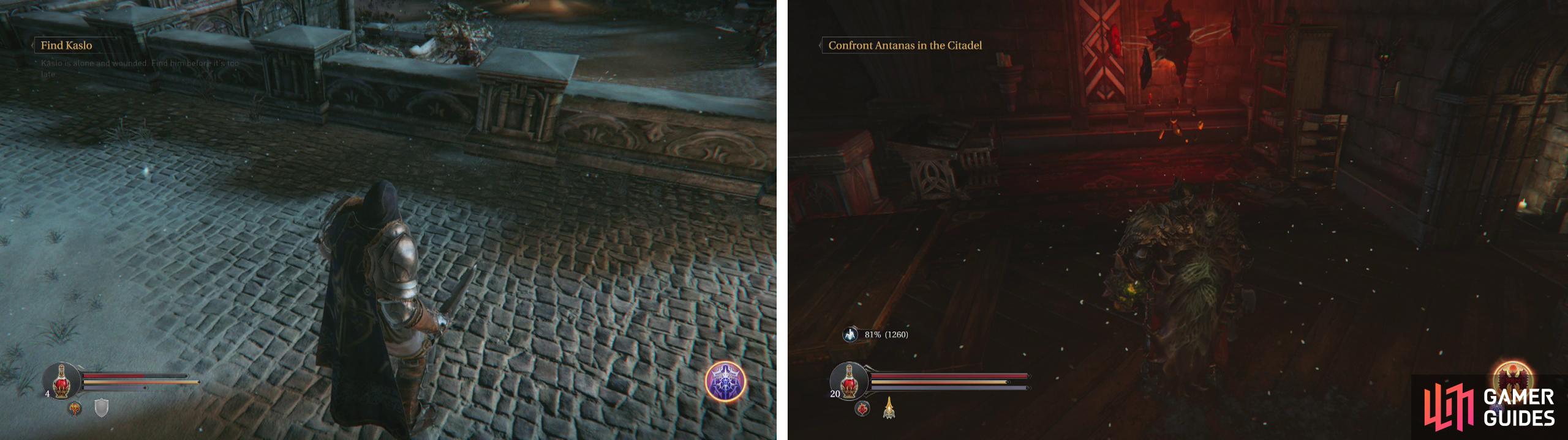 Characters with light armour (left) can move much faster than those with heavy armour (right).